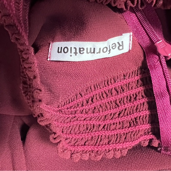 Reformation burgundy stevi- leg crepe midi dress size 10 - Picture 15 of 16